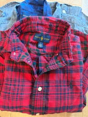 Ralph Lauren Red & Navy Plaid Button-Down Shirt for Kids
